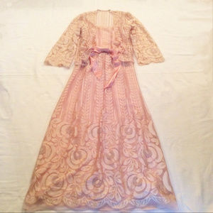 Vintage Jill Richards Maxi Peach Lace 3 Pc